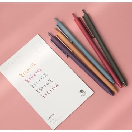 5pcs/box Kaco Retro Dark Colored Gel Pens 5 colors ink Retractable 0.5mm Pens for Journaling