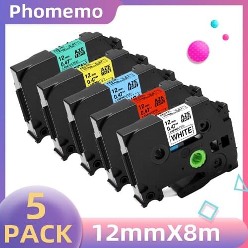 Phomemo Label Tape for P3100 Ribbon Printer Black on White AZe-231 Thermal Transfer Printing Compatible for Brother Label Tapes