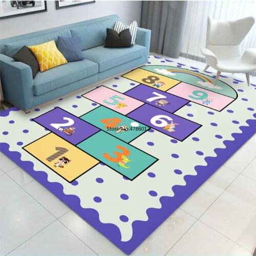 Golden Drill Velvet Childrens Hopscotch Boy and Girl Cartoon Game Carpet Kindergarten Early Education Baby Crawling Mat