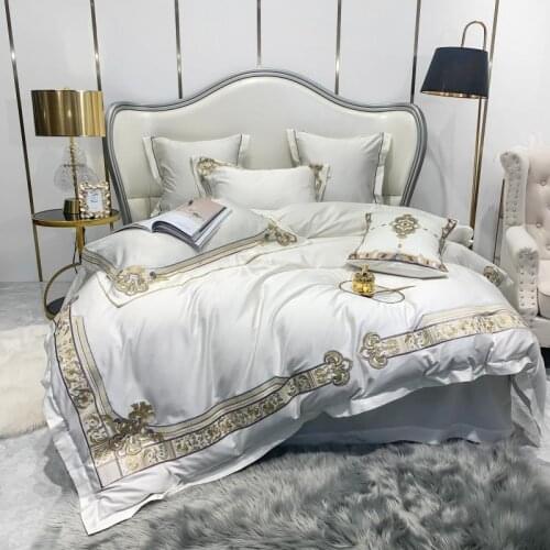 White Red Luxury Embroidery 1000TC Egyptian Cotton Soft King Queen Size 4/7Pcs Bedding Sets Duvet Cover Flat Sheet Pillowcases