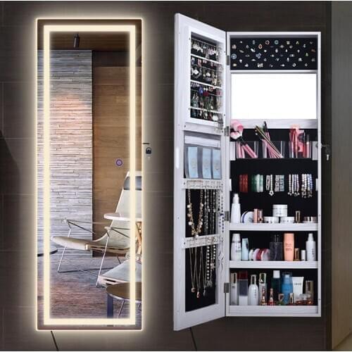 Household wall mounted mirror with light floor storage cabinet bedroom simple modern fitting mirror whole body mirror