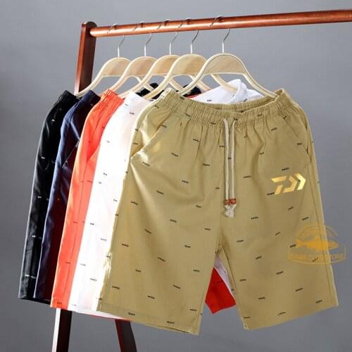 DAIWA Summer Outdoor Fishing Casual Shorts Mountaineering Thin Fish Bone Printed Cotton Shorts Fashion Loose Waist Beach Pants