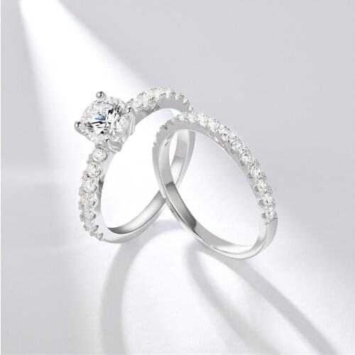 DY Simple Design Double Stackable 925 Silver Rings For Women Bridal Sets Wedding Engagement CZ Ring Accessory Fashion Jewelry