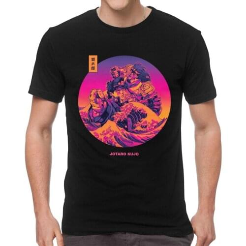 Jotaro Kujo The Great Wave Tshirt Men Casual Tees Top Cotton T Shirts Short Sleeve Jojos Bizarre Adventure T-shirts Gift Clothes