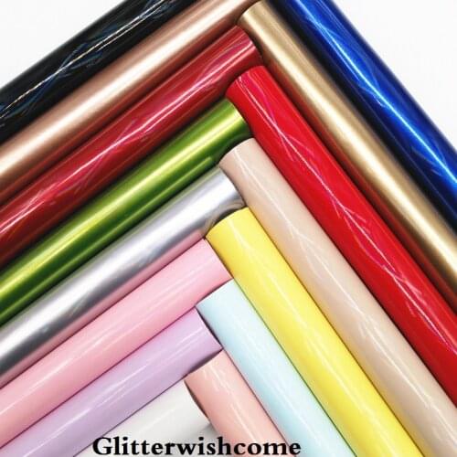 Glitterwishcome 21X29CM A4 Size Faux Leather Fabric Iridescent Smooth Patent Leather Fabirc Leather fabric Vinyl for Bows,GM009A