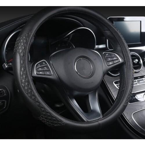 Car steering wheel cover car cover four seasons universal steering wheel handle embossed leather case interior decoration