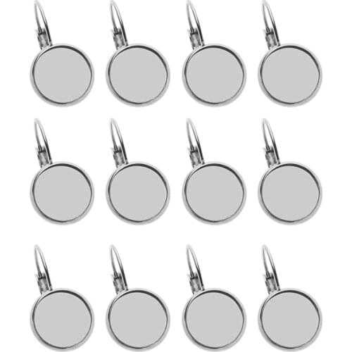 10pcs Round French Earring Hooks Earrings Base 8mm 10mm 12mm 14m 16mm 18mm 20mm Stainless Steel Cabochon Bezels Tray Settings