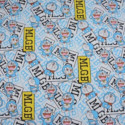 Cartoon Doraemon Cat Printed Handmade Patchwork Cotton Canvas Fabric Sewing Bag Pillow Diy Tablecloth Curtain Sofa 91cm*145cm