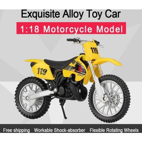 MAISTO 1:18 SUZU&KI RM250 Alloy Diecast Motorcycle Model Workable Shork-Absorber Toy For Children Gifts Toy Collection