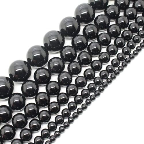 Mini.order is $7! 4-20mm Onyx Black Agates Smooth Round Loose Beads 15"