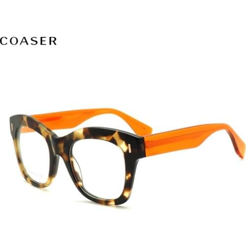 Fashion Double Color Women Round Eyeglass Frame Cat Acetate Glasses Frame Eyeglasses Optical Prescription Vintage Spectacles