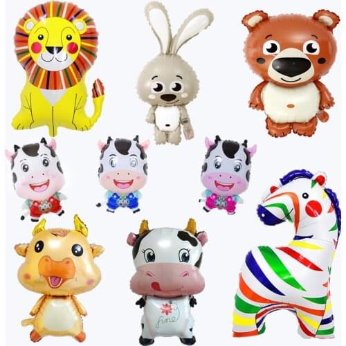 Single Horned Animal Aluminum Foil Balloon Fox Head Elephant Panda Children Happy Birthday Scene Decoration Toy Inflatable Ball