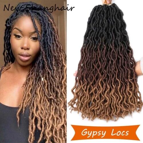 New Shanghair 18" Gypsy Locs Crochet Hair Braids Dreadlocks Goddess Faux Locs Curly Braids Wavy Pre looped Crochet Braiding