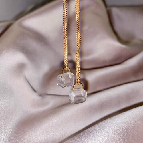 925 sterling Silver With 18K Crystal Lock Charm Necklace Designer T Show Runway Party Gown Wedding Rare Japan Korean Trendy INs