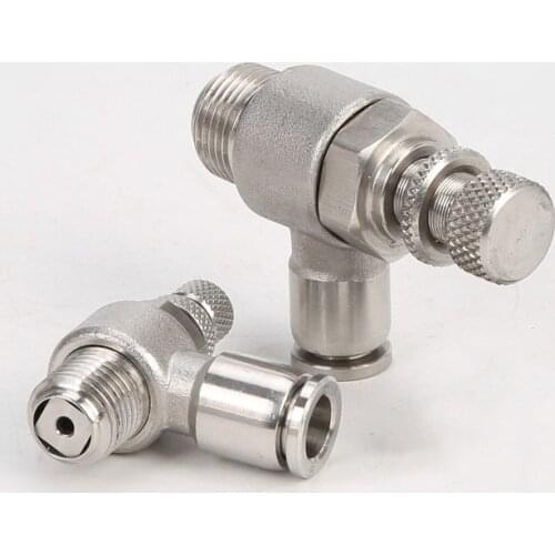 M5 M6 1/8" 1/4" 3/8" 1/2" BSP Male Air Speed Control Valve 304 Stainless Steel One Touch Air Pneumatic Fitting Quick Connector