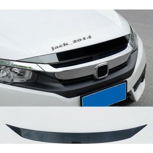 FIT FOR 2016 2017 2018 2019 HONDA CIVIC BLACK STAINLESS FRONT HOOD BUMPER UPPER TRIM NOSE COVER