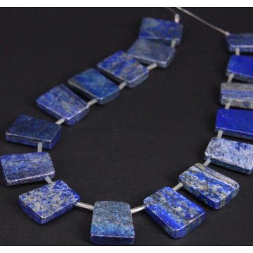 Approx16PCS/strand Natural Lapis Lazuli Top Drilled Trapezoid Slab Slice Loose Beads,Gems Stone Nugget Pendants Jewelry Making