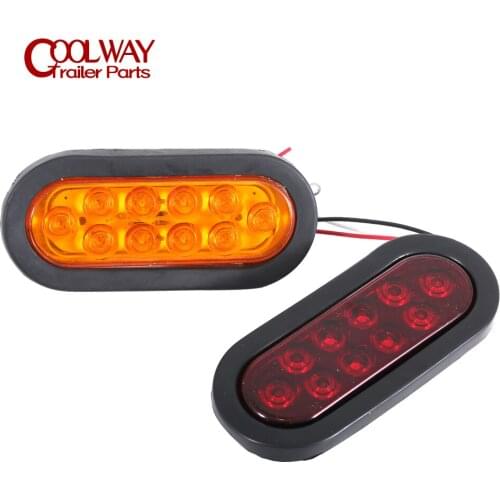 Trailer Truck LED Sealed Oval Stop Turn Tail Light Marine Waterproof Including 3 Pin Water Tight Plug with Wires and Grommet