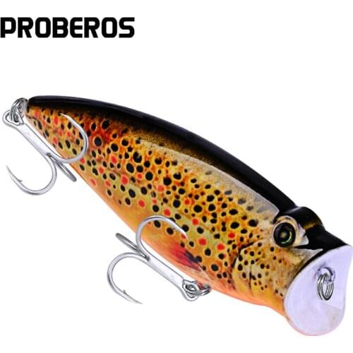 PROBEROS Fishing Lure 3.74"-9.5cm Fishing Tackle 16.65g Popper Lure Set 6 Color Fishing Bait 4# Hook