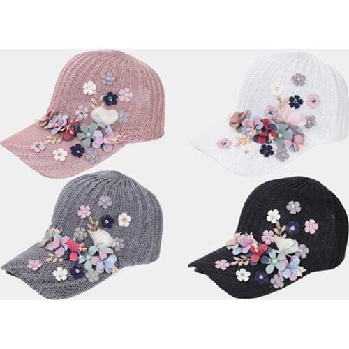 Mesh Baseball Cap Sunshade Womens Cap Knitting Summer Ventilation Girl Caps Fashion Taping Flower Bonnets For Women Sun Hat