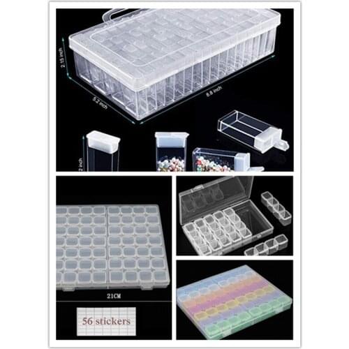 8-28-56-64pcs small grid Adjustable Transparent Plastic Storage Box for diamond mosaic Tool Box special shaped bead Organizer