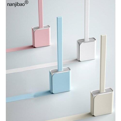 No Dead Ends Household Cleaning Brush Nordic Style Silicone Toilet Brush Toilet Wall-Mounted Narrow Slot Brush Toilet Brush Set