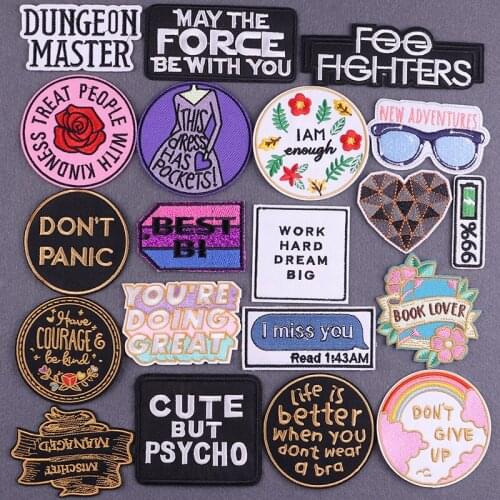 Slogan Letter Patches For Clothing Thermoadhesive Patches DIY Words Patch Badges Iron on Embroidery Patches on Clothes Applique