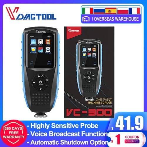 VDIAGTOOL VC300/VC200 Car Paint Thickness Gauge Measure Fe/nFe Cars Paint Coating For Car Paint Tester Car Film Thickness Meter