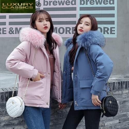 Jacket Winter Fur Hoodded Women Clothes 2021 Padded Warm Down Cotton Parka Coat Female Casaco Feminino Hiver Ladies 819