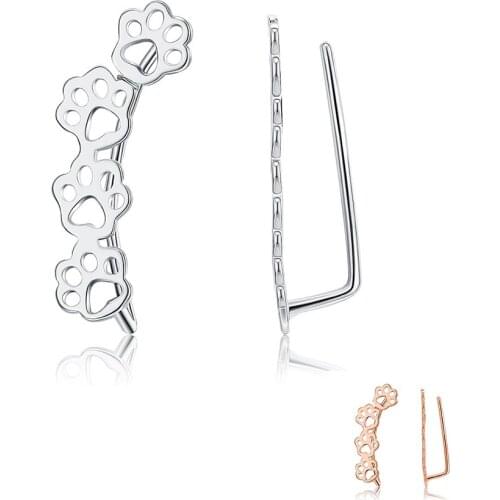 SILVERHOO 925 Sterling Silver Claw Diameter Cat and Dog Footprint Stud Earrings For Women Lovely Hot Selling Fine Jewelry Gift