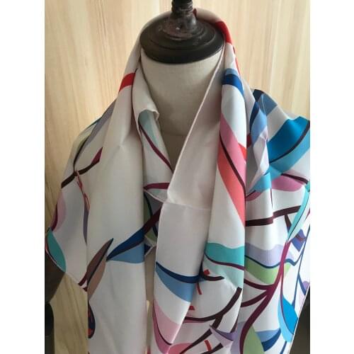 2020 new arrival spring autumn elegant 100% pure silk scarf twill hand made roll 90*90 cm shawl wrap for women lady gift