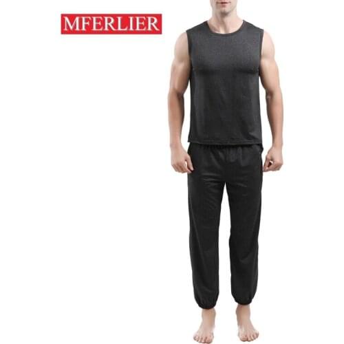 Summer men Vest with pants 5XL 6XL 7XL Bust 170cm Loose Vest sets 5 colors