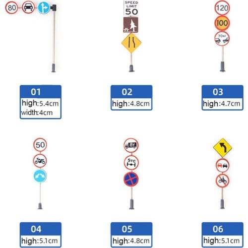 1Set 6Pcs 1:87 Traffic Signs Accessories Model Set for Sand Table for Gifts