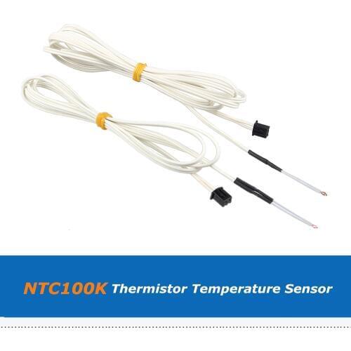 1pc 3D Printer Parts 1m/2m NTC100K B3950 Single-Ended Glass Sealed Thermistor Temperature Sensor Cable For 3D Printer Part