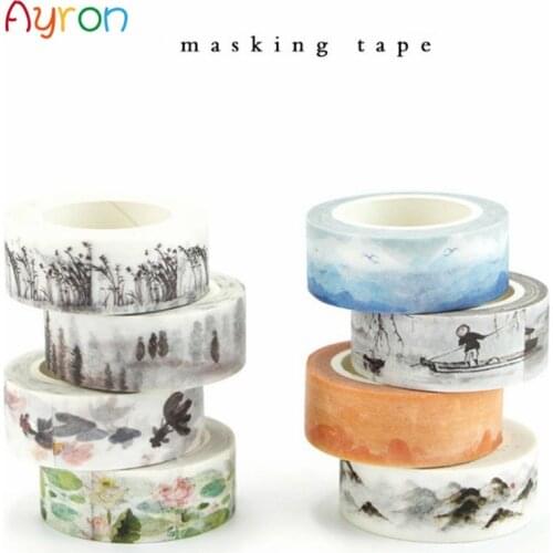1pcs 1.5cm*7m Ink painting landscape washi tape DIY decoration scrapbooking planner masking tape adhesive tape label sticker