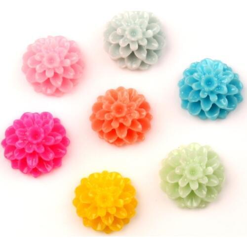 100Pcs Mixed Resin Flower Cabochon Flatback Decoration Crafts Embellishments For Scrapbooking Diy Accessories 12/14mm