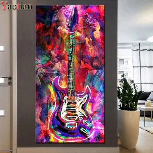 5d Diamond Painting Colourful guitar Diamond Embroidery Mosaic Paintings Wall Art Pictures diamond kit Musical instrument Art