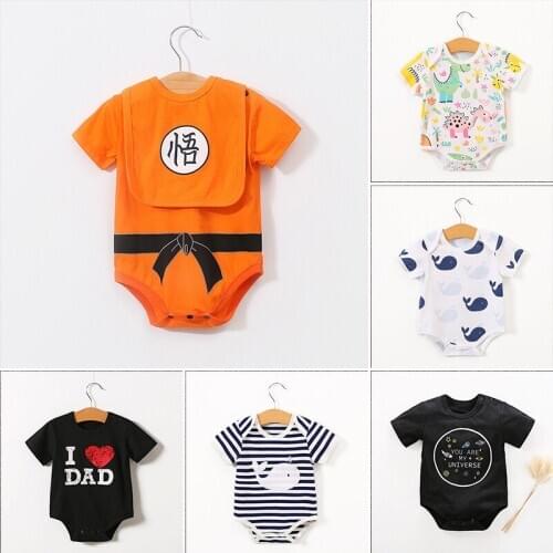 Newborn Baby Bodysuit Summer Clothes Boys Girls Jumpsuit Printing Short Sleeve Cotton Clothes Infant Outfits 0-12M for Kids Gift
