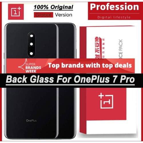 100% Original Back Battery Cover Rear Door Housing Case for OnePlus 7 Pro With Camera Lens + Adhesive Tape Repair Parts