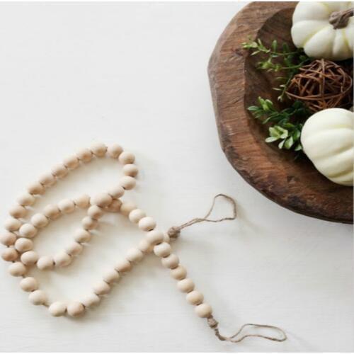 Wood Bead Garland 16mm-57PC Rustic Chic Decor Living Room/Kids Room Wall Decorations Farmhouse Ornament Woven Wall Hanging