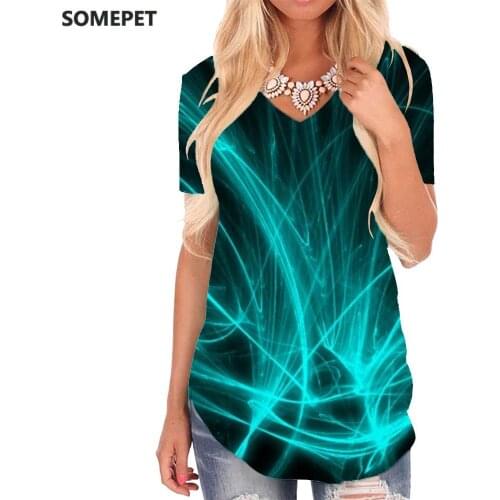 SOMEPET Abstract T Shirt Women Psychedelic Funny T shirts Harajuku V-neck Tshirt Art T-shirts 3d Womens Clothing Hip hop Loose