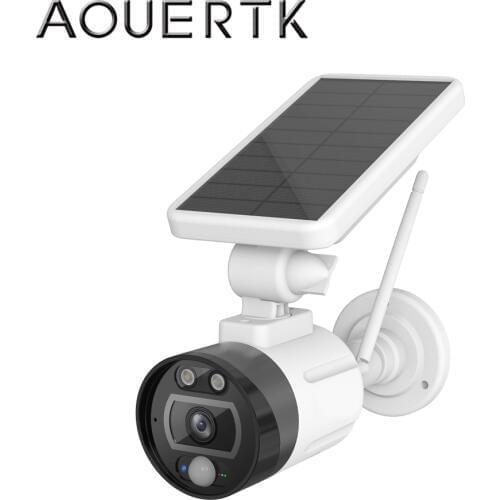 AOUERTK Outdoor Solar Charging Camera Rechargeable Battery Wireless CCTV Camera 1080P IP66 Outdoor Security WiFi IP Camera