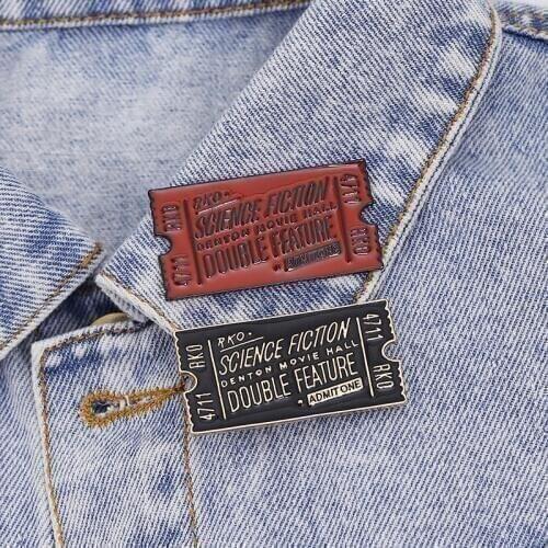 Red Black Movie Tickets Enamel Pins Rocky Horror Picture Show Ticket Brooches Badges Denim Shirt Lapel Pin Jeweley Friend Gifts