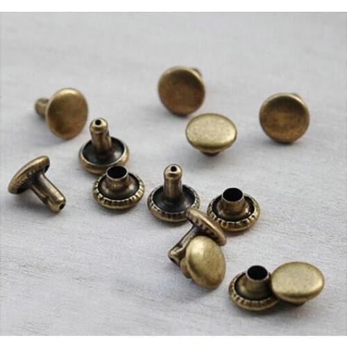9mm Round Cap Metal Rivets, Double Headed Antique Bronze Metal Rivets