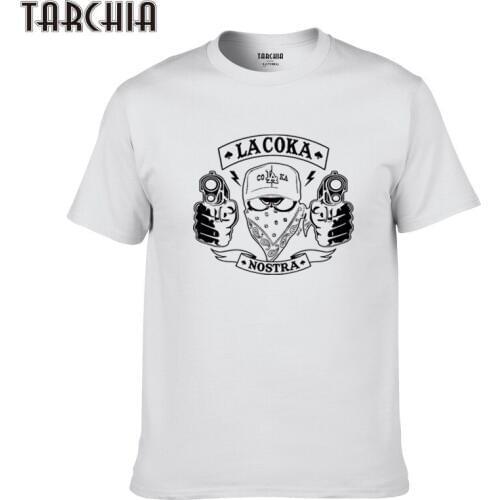 TARCHIA 2021 New Fashion t-shirt Cotton Tops Tees Summer Men Brand Short Sleeve La Coka Boy Casual Homme Print Tshirt T Plus