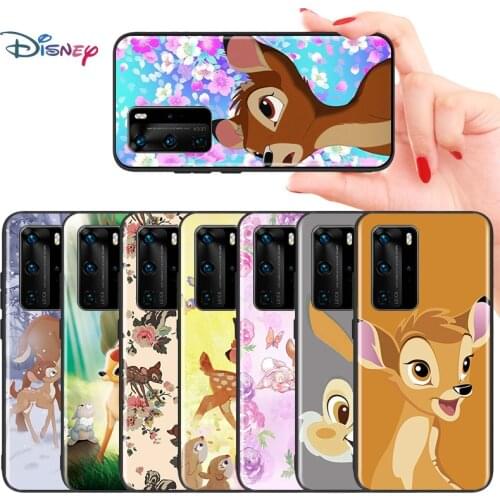 Disney Cartoon Animation Bambi For Huawei Mate 10 20 X 30 40 RS Lite 5G P Smart S Z Pro Plus Soft TPU Silicone Black Phone Case