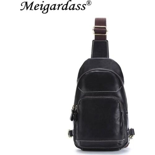 Genuine Leather Chest Bag for Men Casual Messenger Bags Fashion Mens Travel Chest Packs Large Capacity Business Cross body Bag