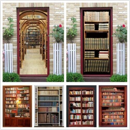 Multiple Size Available Wall Sticker For Door Library Shop Home Decor Door Stickers Bookcase Wallpaper Living Room Study Posters