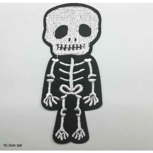 Skull Skeleton Man Iron on Embroidered Cloth Patch For Girls Boys Clothes Stickers Apparel Garment Accessories