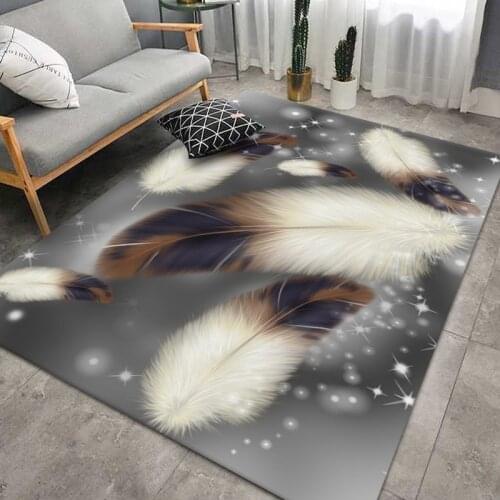 Anti-slip Large Size Carpet Indoor Printed Big Feather Rugs for Living Room Bedroom Bedside Bay Window Sofa Floor Decor Mat